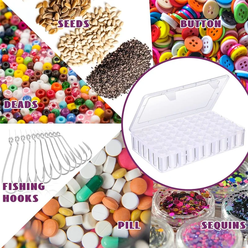 L53A-D صندوق تخزين اللوحة الماسية ، صندوق تخزين مطرز 60 شبكة ، صندوق تخزين إكسسوارات فنية ماسية مع ملصقات لفن الماس