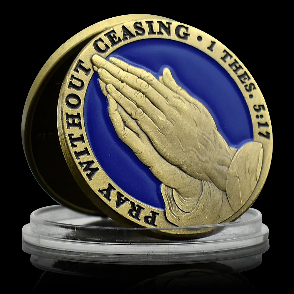 PRAY Challenge Coin Pray Without Ceasing Coppery Commemorative Medal World Collection Plated Metal Art Crafts In Capsule