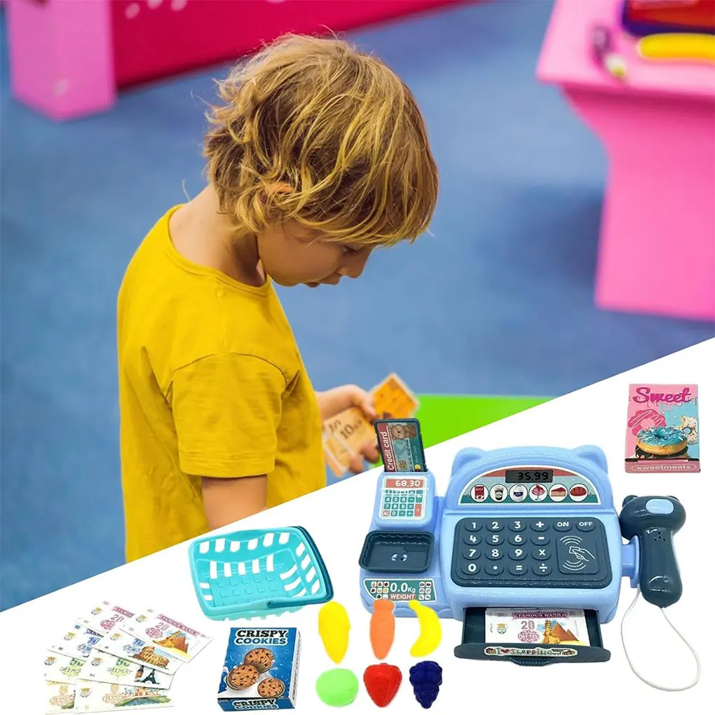 Ensemble de jouets de simulation de caisse enregistreuse de supermarché, calcul haïtien avec effets sonores d'éclairage, jouets interactifs d'éducation précoce