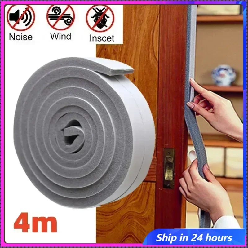 

4m Door Window Sealing Strips Sound-Proof Door Window Foam Back Noise Insulation Excluder Tape Dust-proof Seam Sealing Strip