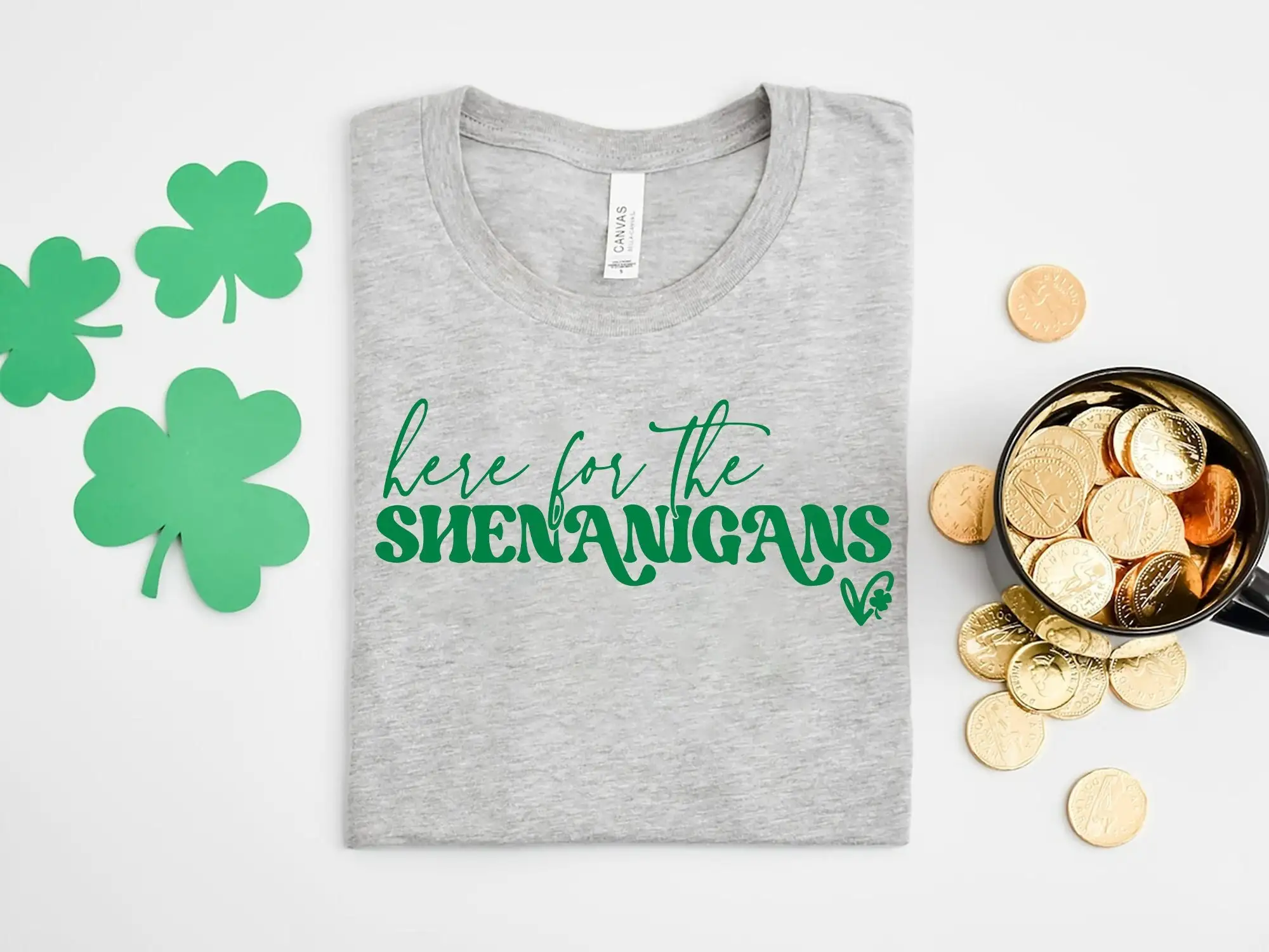 Here for the Shenanigans T Shirt Prone to and Malarkey St Patricks Day Lucky Shamrock Irish Patrick