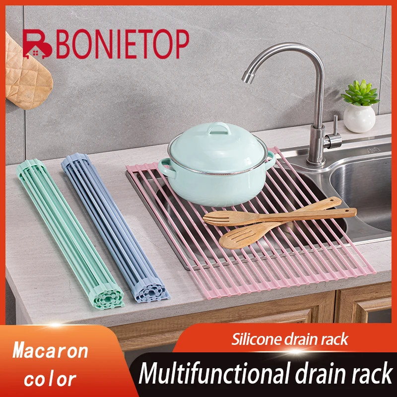 

BONIETOP сливная стойка для раковины, кухонная полка для хранения, силиконовая подушка для фильтра для воды, термоизоляционная подушка, аксессуары для хранения раковины