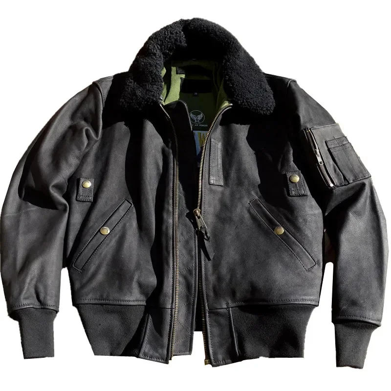 

B15 Men's Flight Leather Jacket Military Rugged Style Winter Outwear