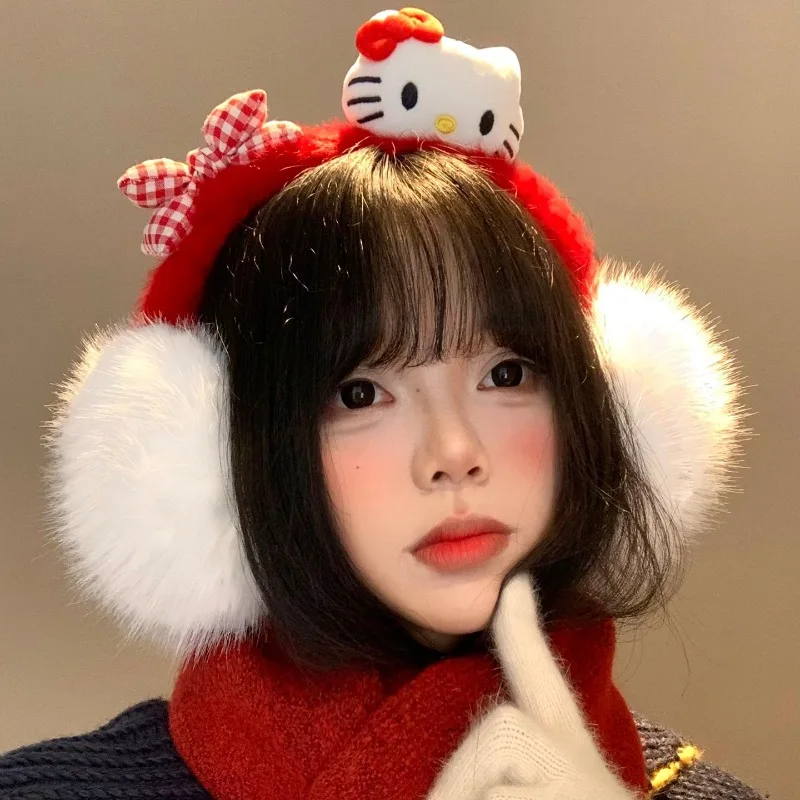 سانريو مرحبا كيتي لينة أفخم الأذن الدفء الشتاء طوي غطاء للأذنين الأطفال في الهواء الطلق إيرفلاب حماية الأذن يفشل غطاء للأذن