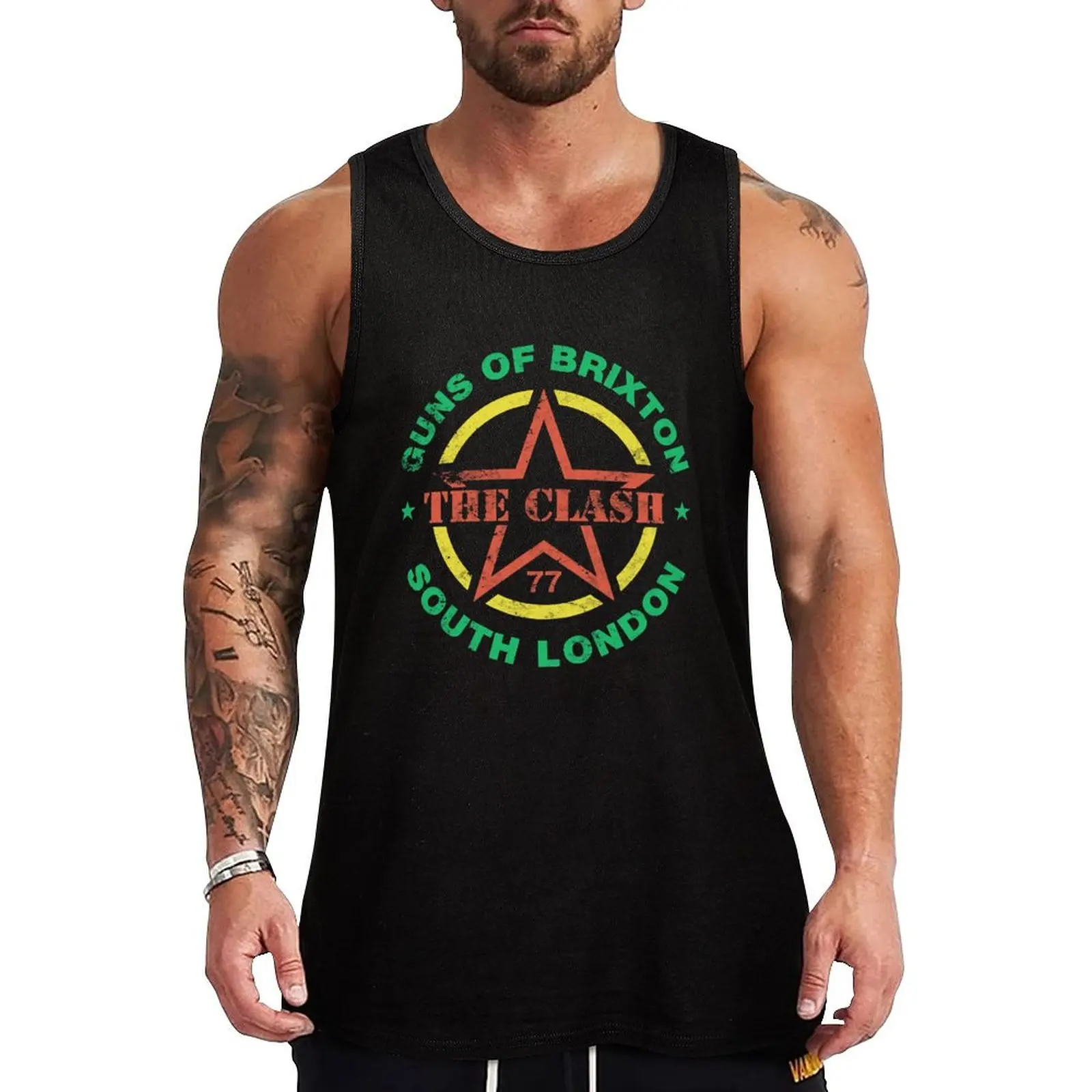 Camiseta sin mangas con logotipo de Guns of Brixton, camiseta básica para llevar en capas, camisa informal sin mangas y suave