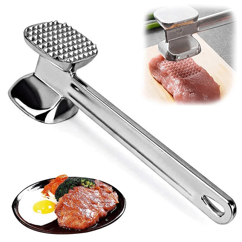 

Meat Tenderizer Hammer, Steak Metal Mallet Kitchen Tool Heavy Duty Durable Double-Sided For Meat Good Grip Heavy Weight Reduce