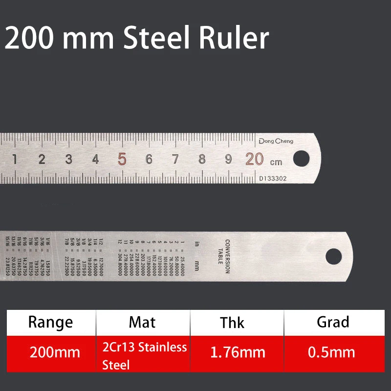 Precisie Rechte Liniaal Staal Metalen Liniaal 150/200/300mm Metrisch Imperiaal Meetinstrument voor 3D-printen Leer Naaien Ambacht