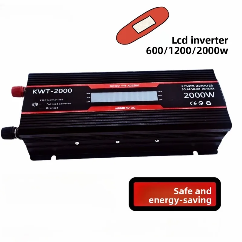 

12V to 220V Digital LCD Power Inverter (600W/1200W/2000W) — Car Power Converter for Outdoor & Home Use