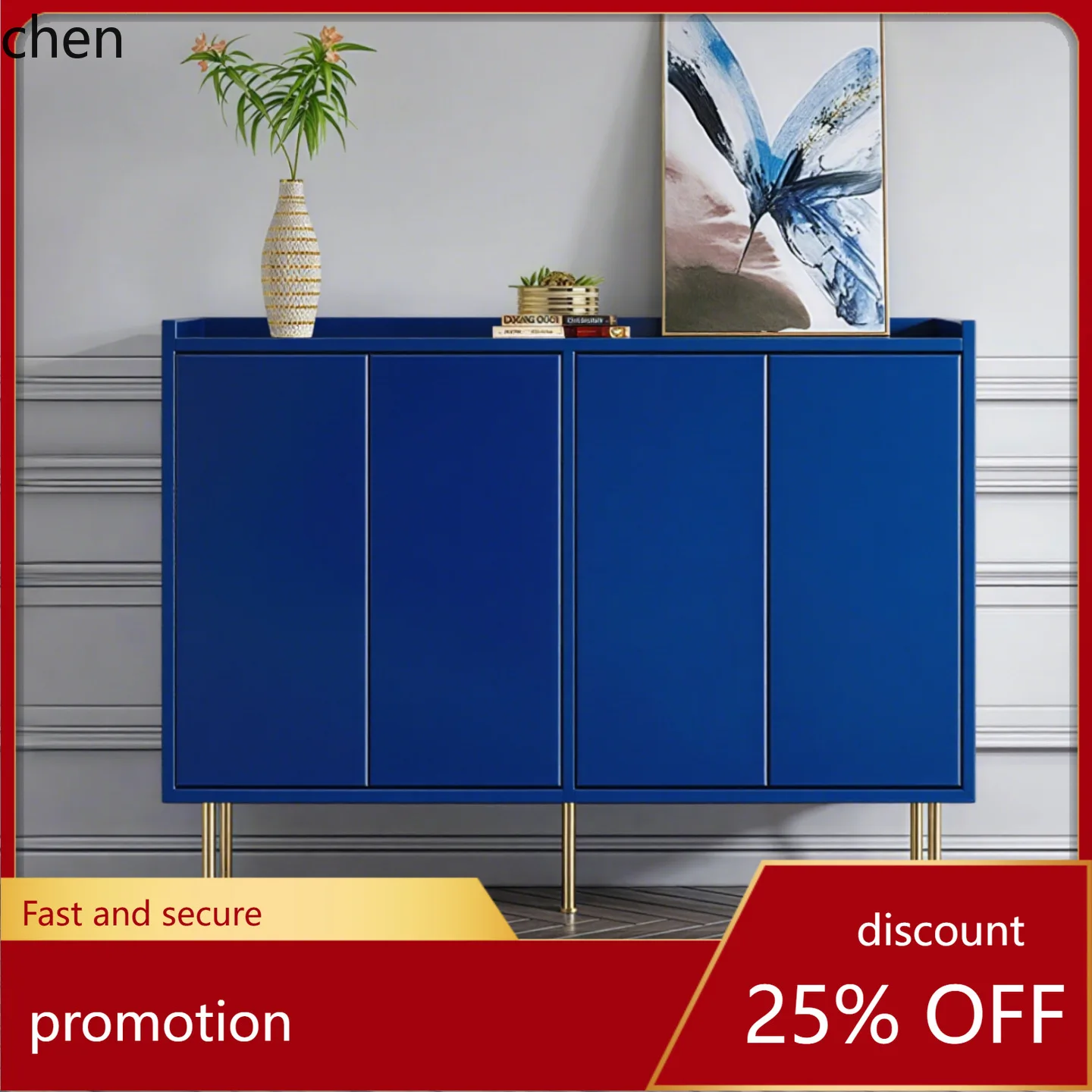 HT Light Luxury Lacquer Sideboard Cabinet Entryway Shoe Cabinet Simple Modern Decorative Tea Storage Cabinet Complete Set