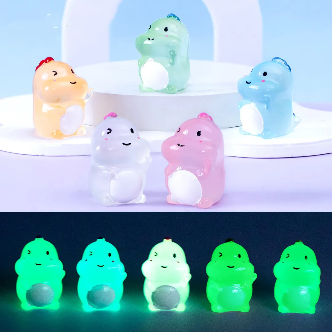 

Figurines Miniatures Noctilucent Cute Glow Colored Dinosaur Micro Landscape Ornaments For Home Decoration Decor Room Accessories