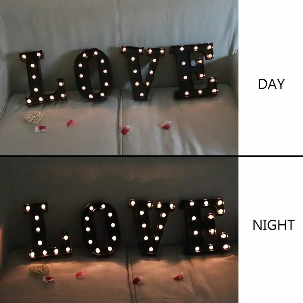 22cm Led Light Letters Black Alphabet Decorative Letter Number Night Light Decoration Supplies Room Home Decorations Accessories