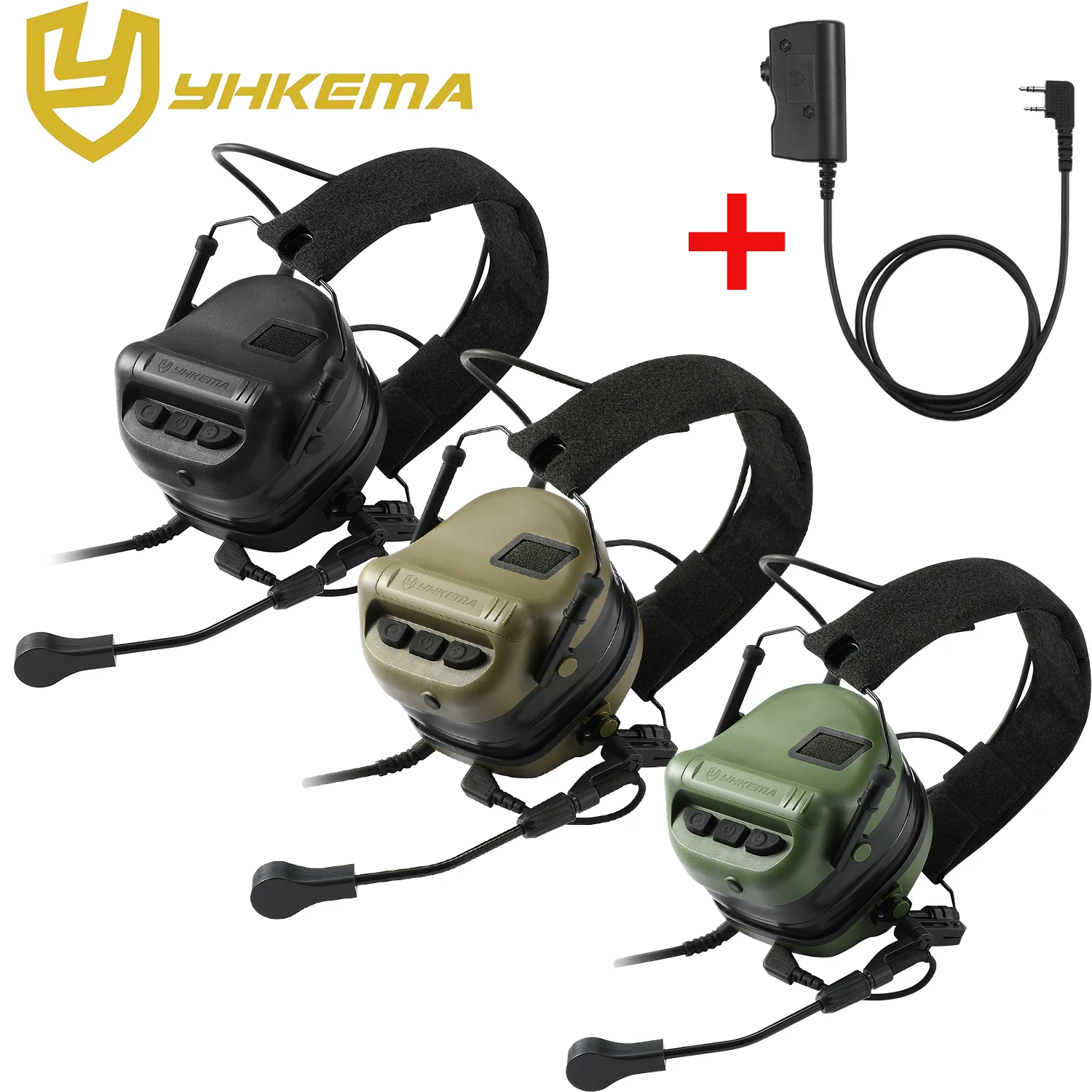 yhkema-e70-tactical-headset-noise-canceling-headphones-with-mic-for-shooting-hunting-earmuffs-with-ptt-adapter