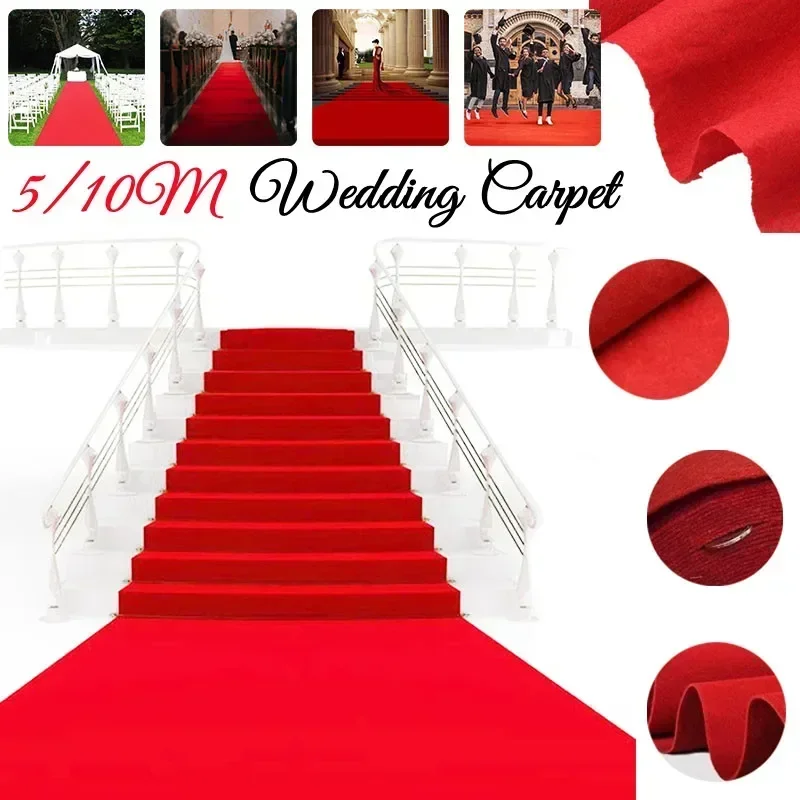 5/10M Red Romantic Wedding Carpet Rug Outdoor Red Carpet Event Party Ceremony Carpet Decoration Hollywood Party Decoration