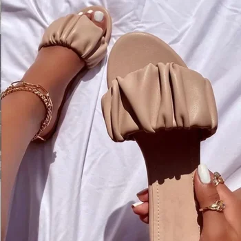 Letnie buty na plażę modne buty wsuwane damskie kapcie na zewnątrz nadmorskich zjeżdżalni płaskie z komfortem buty damskie duży rozmiar 37-41