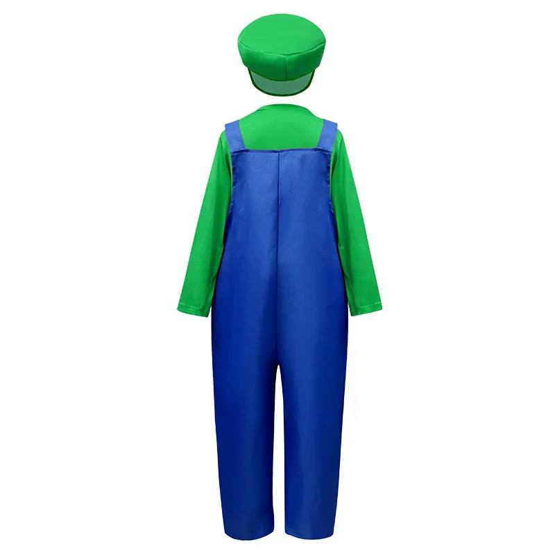 Carnival Boys Funy Super Game Cosplay Costume Luigi Bros Plumber Uniform Cap Halloween Carnival Cosplay Plumber Outfits - view 4