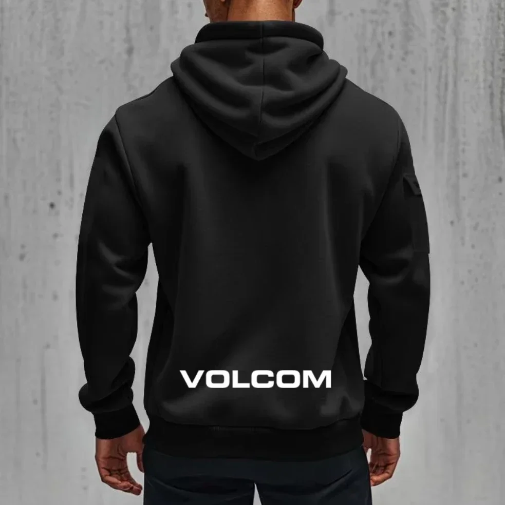 New autumn and winter printed hooded sweatshirt Volcom, loose wool sweatpants, comfortable men's lace and sports zipper