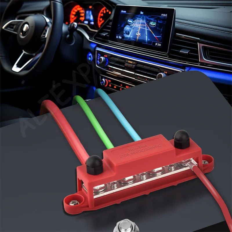 

New Caravan RV Power Distribution Block 4 Ways 48V 250A DC Bus Bar Electro Junction For Boat Truck Car Accessories M10 Studs