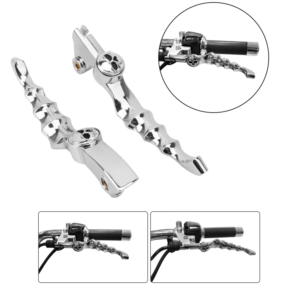 Motorcycle Skull Chrome Front Brake & Clutch Levers Handle Grips Set For Yamaha V-Star 650 Custom 98-16 V-Star 1100 Custom 99-09
