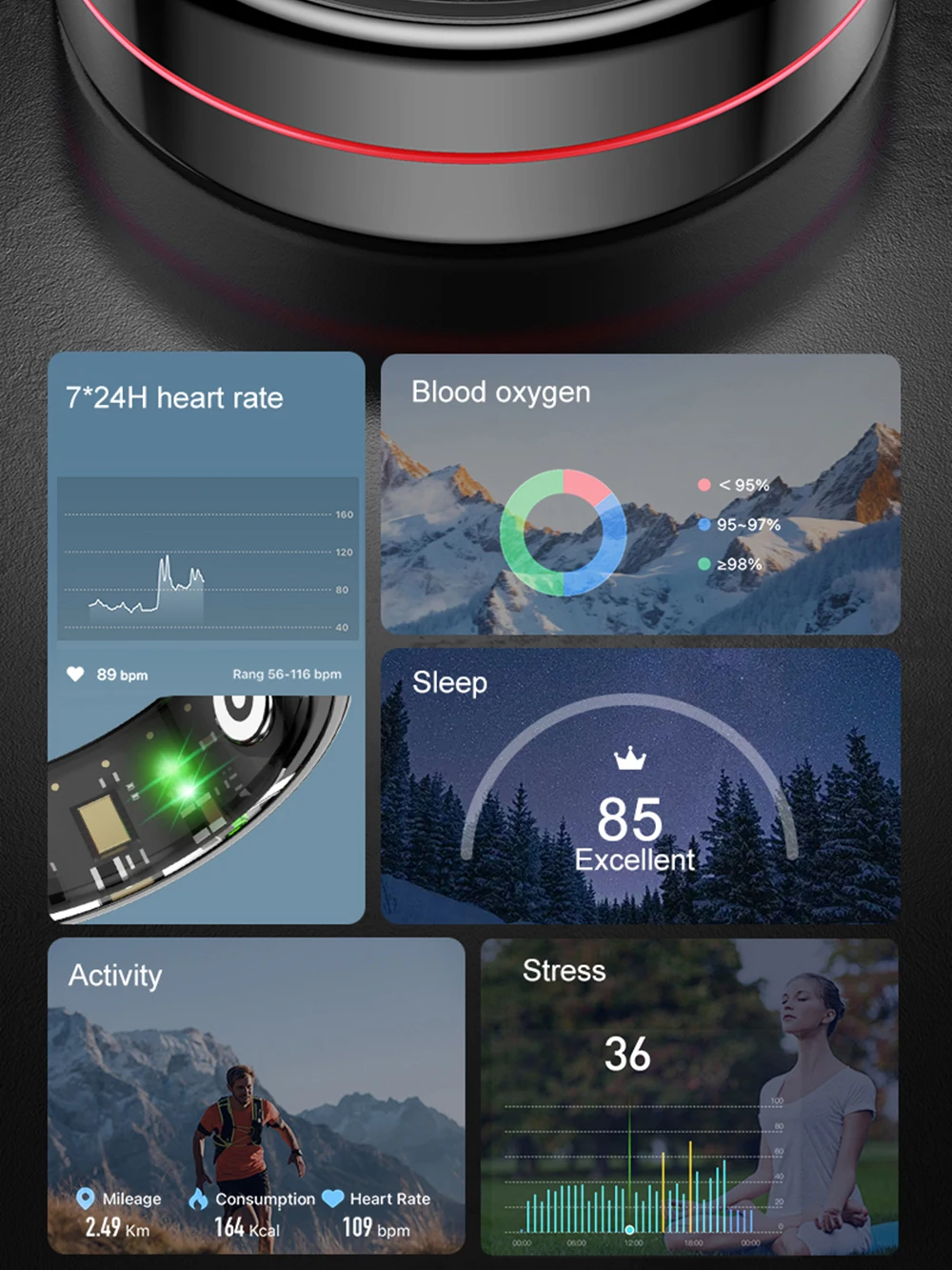 2025 nuevo anillo inteligente monitoreo del ritmo cardíaco y del sueño Control de gestos 5ATM impermeable hombres mujeres regalos anillos