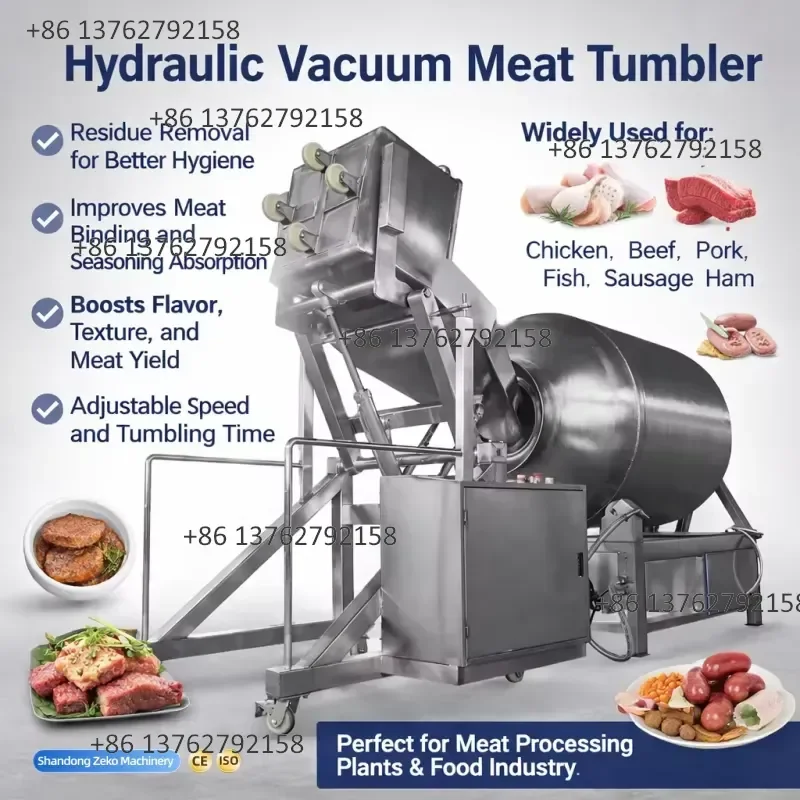 【2026】 Industrial Stainless Steel Vacuum Meat Tumbler Machine for Chicken Beef Pork Seafood Marinating Food Processing
