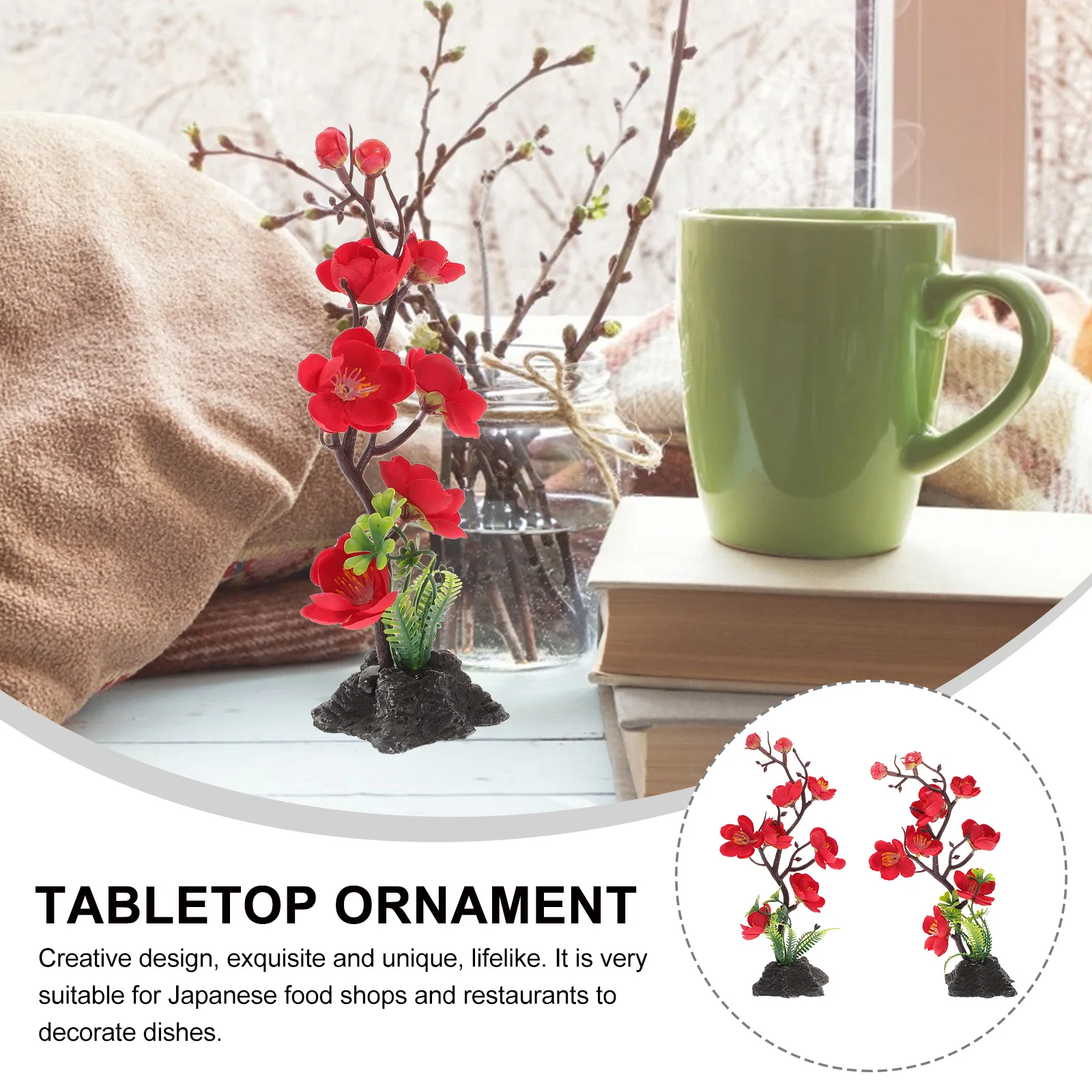 

2 Pcs Plum Blossom Platter Decoration Decorations Japanese Sushi Plate Theme Restaurant Chinese Decorative Plastic