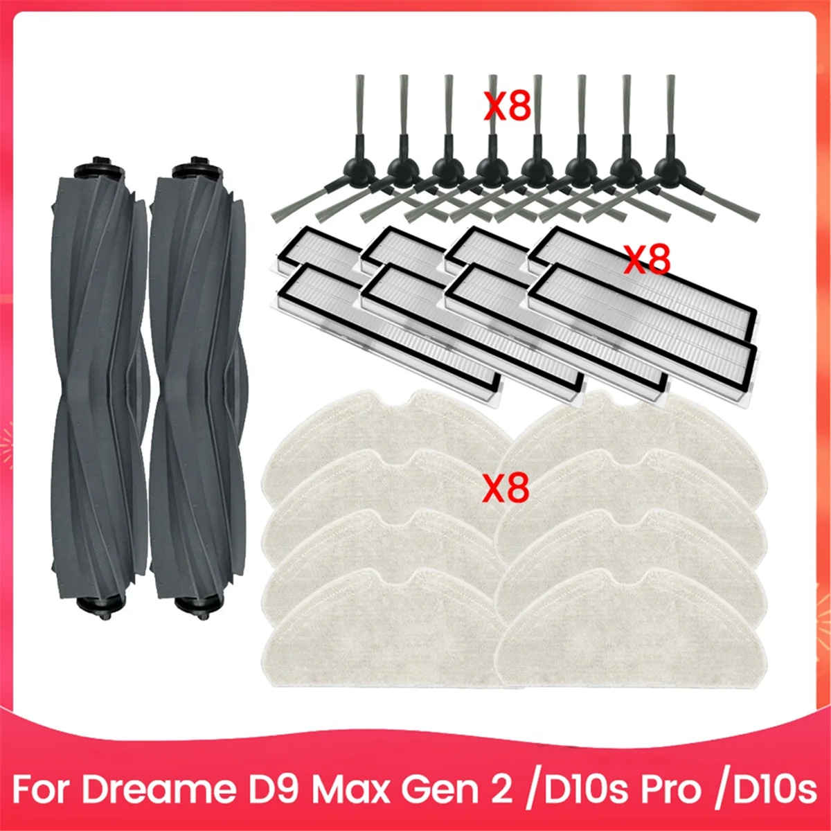 

NEW 26PCS Brush Filter Mop Cloth Kit for D9 Max Gen 2/D10s Pro/D10s Vacuum Cleaner Accessories Replacement Parts