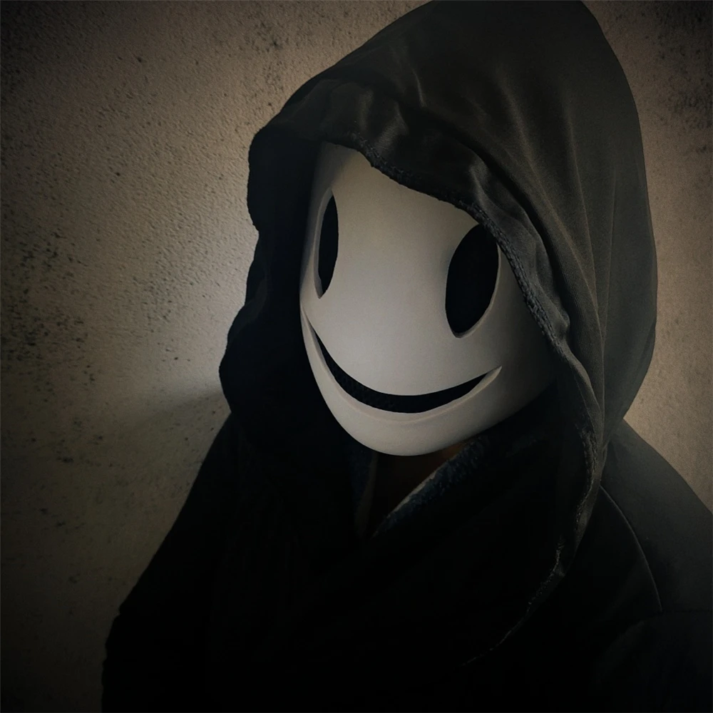 High-Rise Invasion Sniper Mask Japanese Anime Cosplay Killer Maid Costume Accessory Angel PVC Masks Funny White Smiley Mask