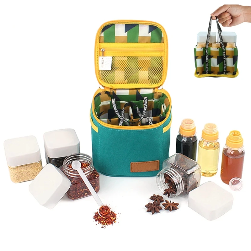 

Portable Outdoor Camping Cookware Storage Container Spice Jar Set Seasoning Box Oil Bottle for Camping Barbecue Kitchen Picnic