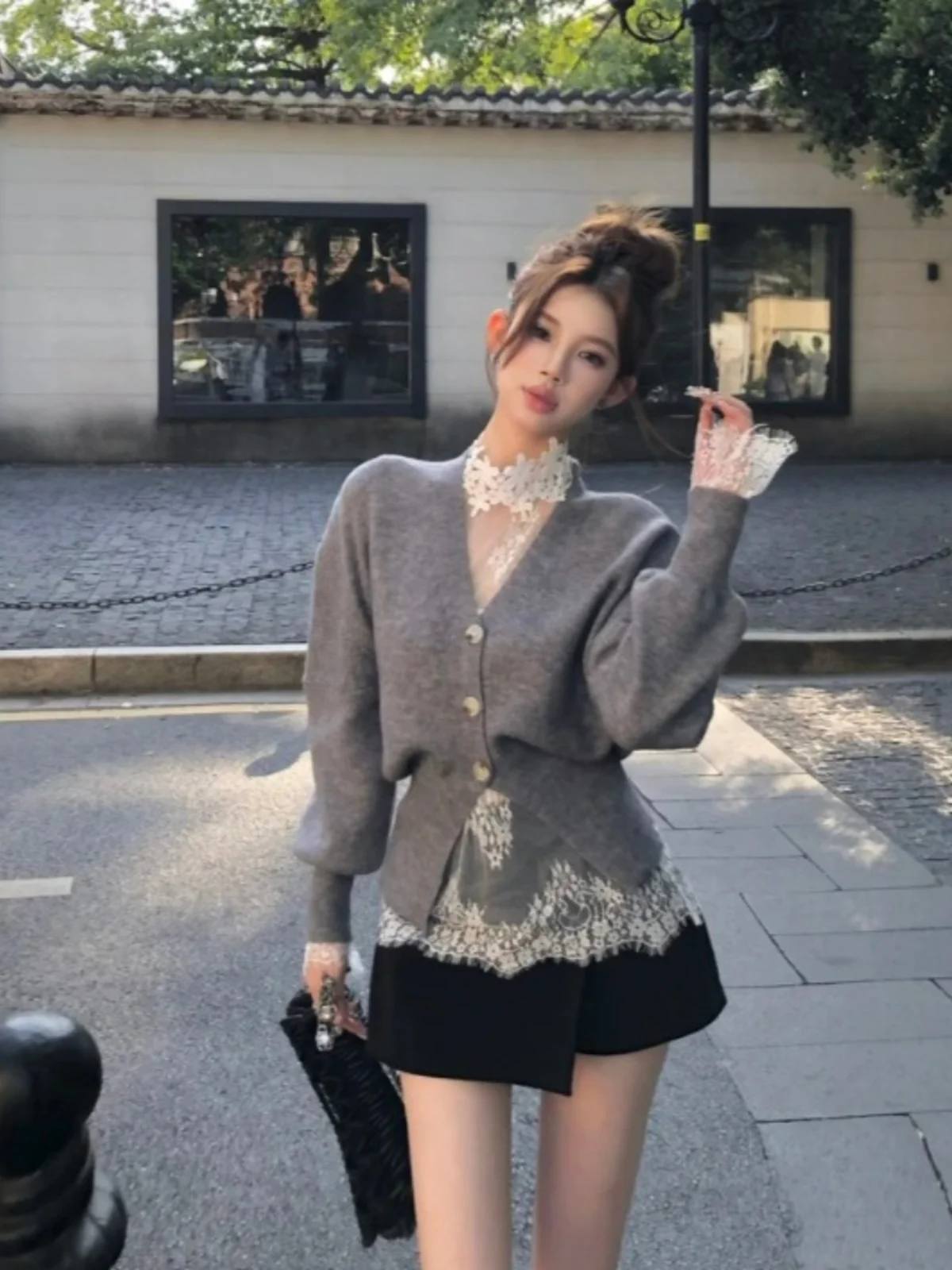 

Women Grey Torn T-shirt Harajuku Korean Y2k Tees Top Vintage 90s Aesthetic Long Sleeve T-shirt 2000s Trashy Fashion Clothes 2025