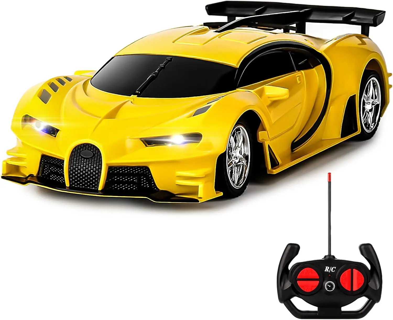 

Remote Control Car Rechargeable High Speed Drift RC Cars Toys for Kids Boys Girls Super Vehicle with Headlight Yellow Racing