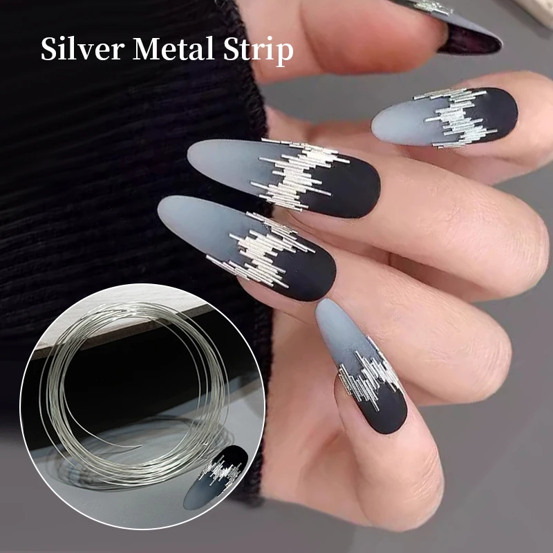 Reflective sliver meter strip Nail silk Decoration Shiny High Gloss Nail Art Charm Dark Flash Nail Salon Design Parts