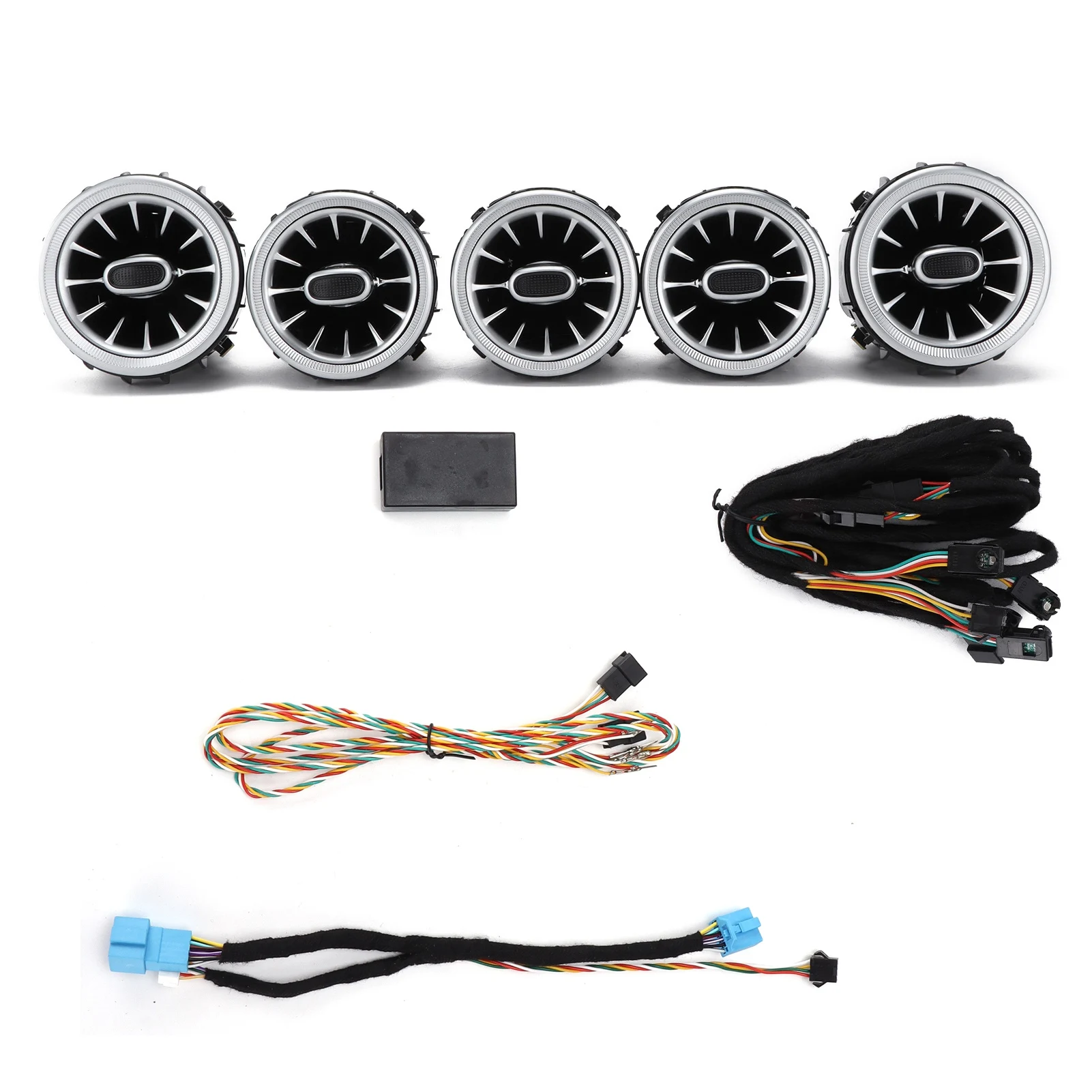 

5pcs 64 Color Front LED Turbine Air Vent Ambient Outlet Light Kit Replacement for Benz C GLC‑Class W205 2019‑2021 Turbo Air Vent