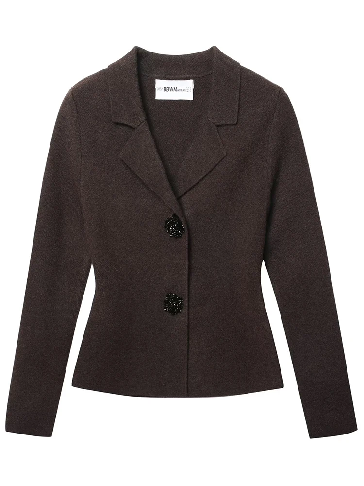 

Women's Knitted Suit Jackets 2025 Autumn Winter New Fashion Jewelry Buttons Suit Jacket Female High Street Elegant Coats