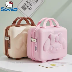 Sanrio Melody 14in 16in valigia portatile per il trucco dei cartoni animati 3D, custodia cosmetica grande con cerniera da donna con serratura a combinazione sicura