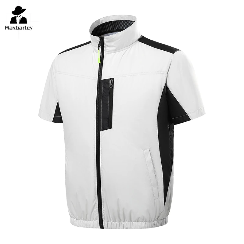 Chaqueta fresca de verano para hombre, ventilador de carga USB, aire acondicionado, ropa de senderismo, chaleco de Camping, escalada al aire libre, trabajo, pesca, manga corta