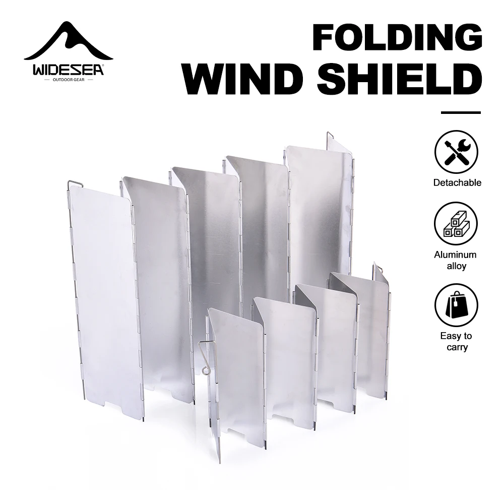 Widesea Protector de viento portátil para acampar aleación de aluminio acero inoxidable 9 Uds pantalla de estufa a prueba de viento con caja de almacenamiento para Coo al aire libre