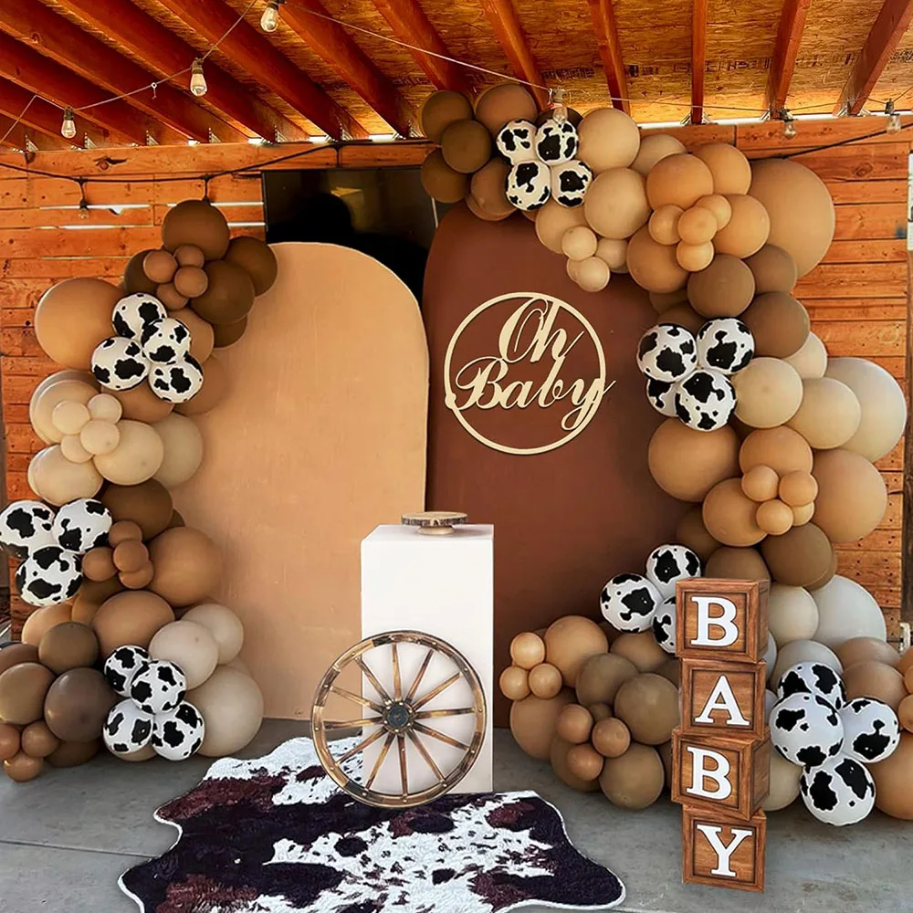 158 Pieces Cow Balloon Arched Garland Kit Cow Party Decoration for Baby Shower Birthday Farm Western Theme Party Supplies Decoration