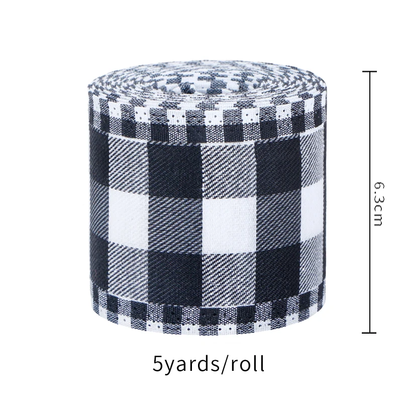 Plaid Ribbon Snowflake Buffalo Plaid Linen Ribbons Xmas Tree DIY Bows Christmas Wreath Gift Wrapping Ribbon Decor Width 6.3cm