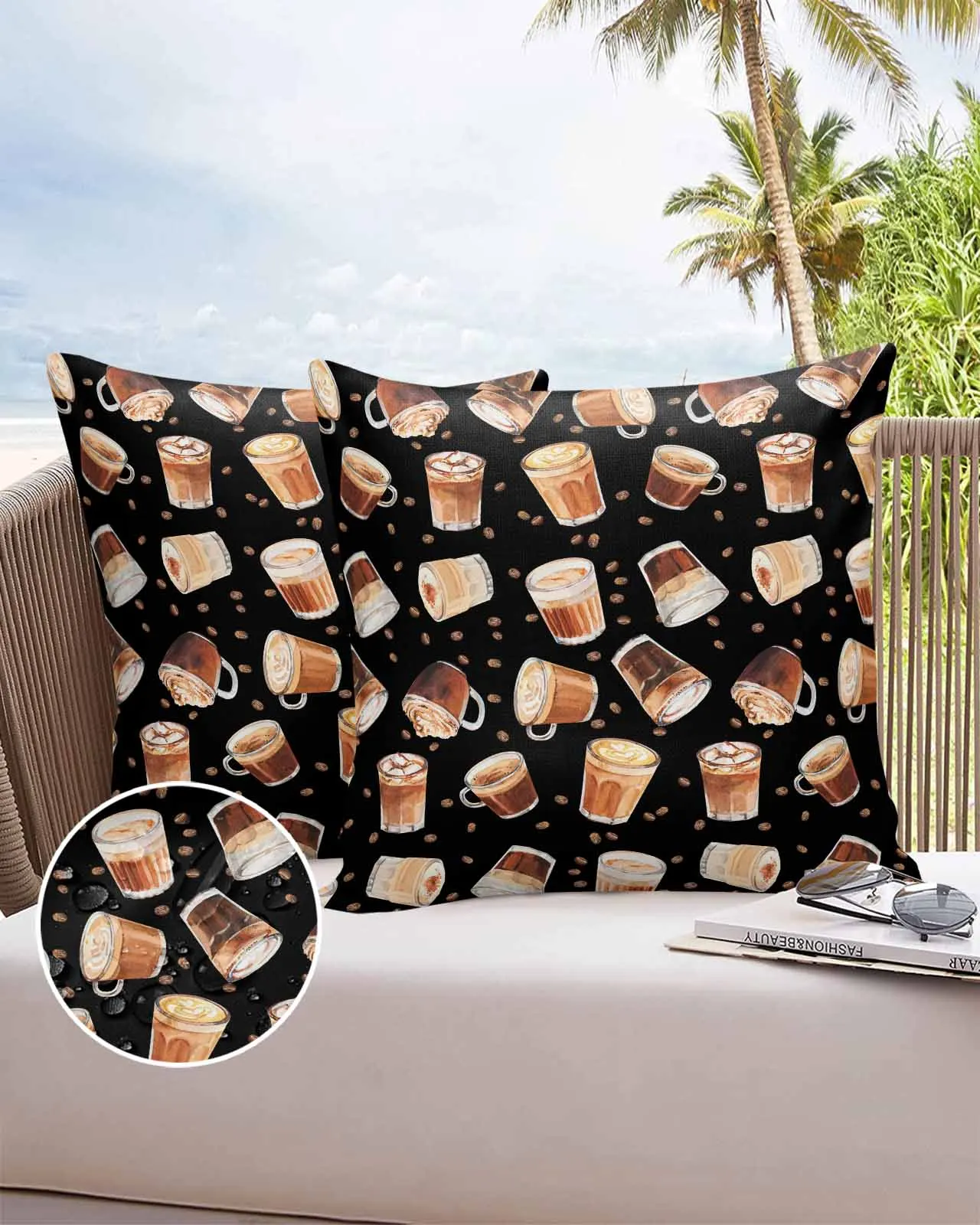 2/4PCS Outdoor Garden Chair Waterproof Cushion Cover Coffee Cappuccino Latte Home Decor Pillow Case