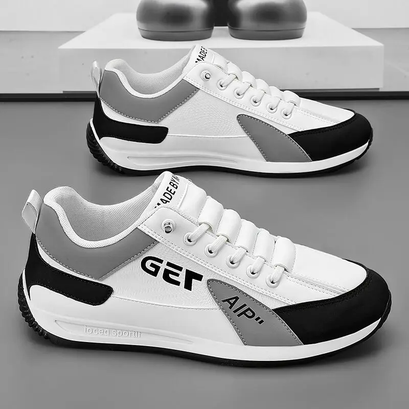 

New 2026 Men's Spring Shoes Leather Surface Waterproof Versatile Casual Running Sports Running Soft Bottom Trendy White Shoes