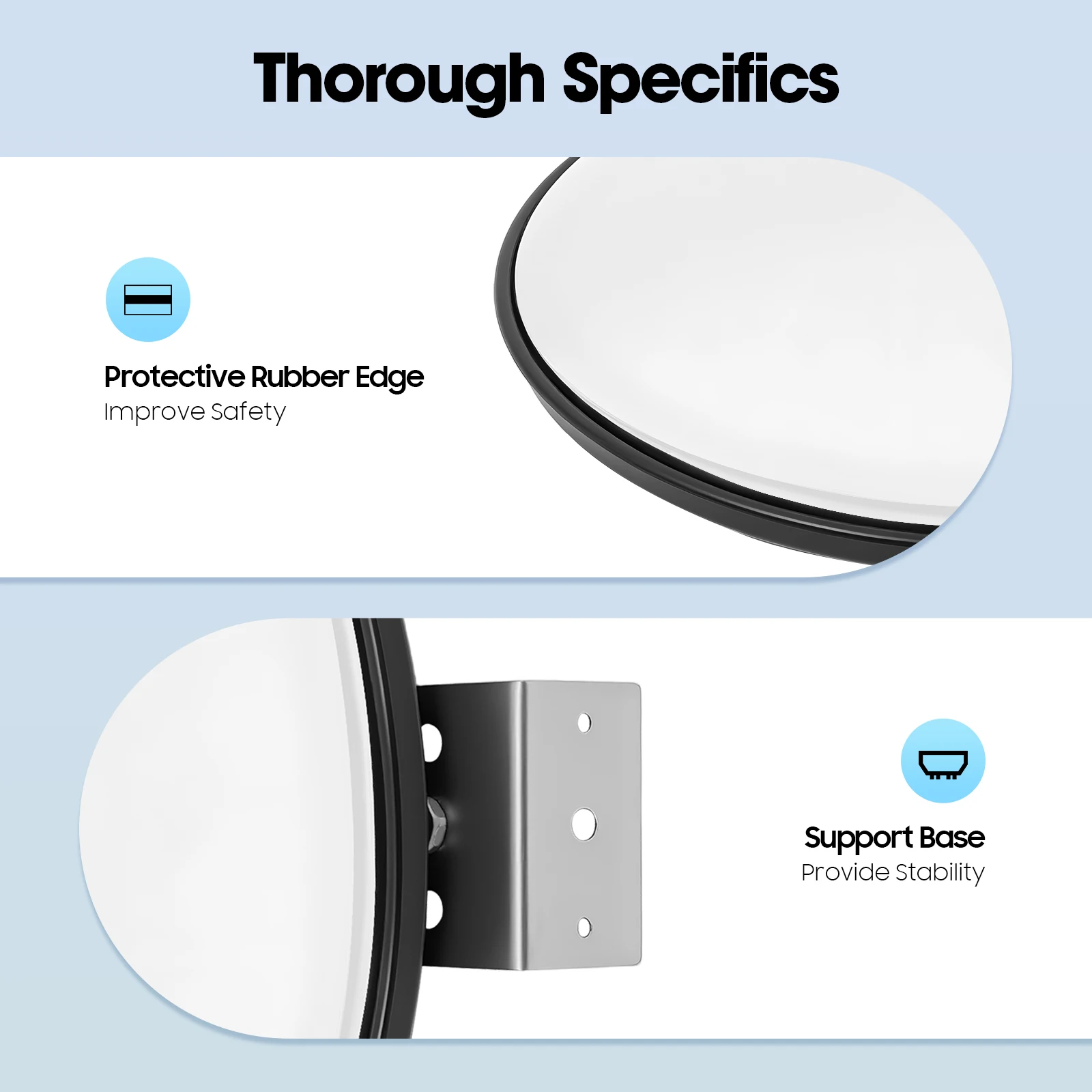 Convex Safety Mirror 30cm Diameter 135° Wide Angle Traffic Mirror for Warehouse Parking Lot Blind Corner