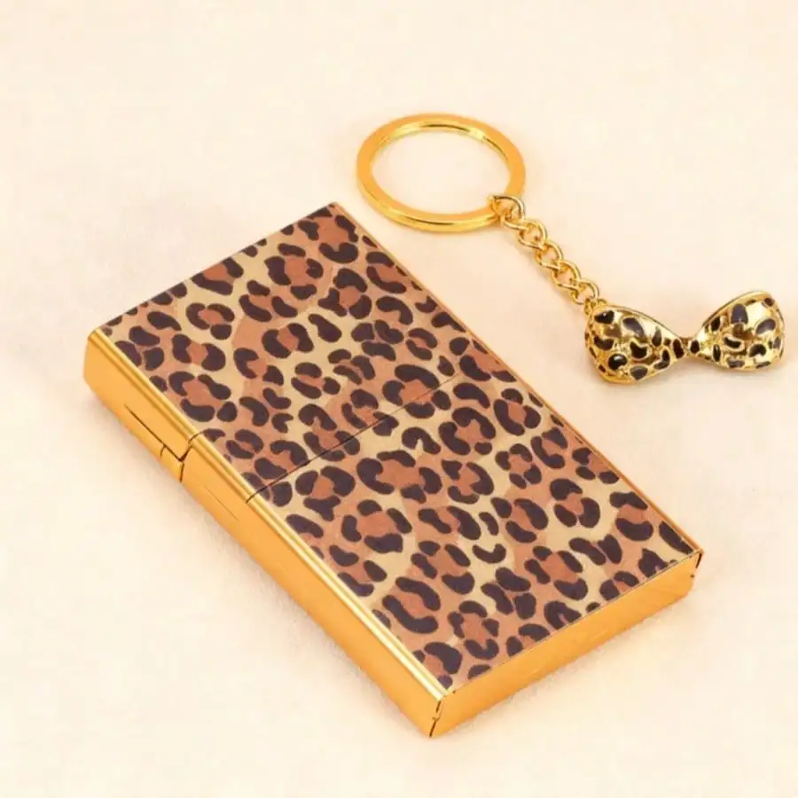 Classic Leopard Print Holder Case, 5 Capacity Cigarette Case Holder for Regular Size, Smal Portable Smoking Accessories
