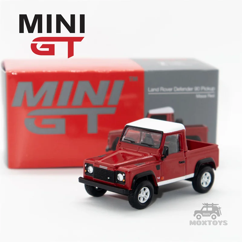 Mini GT 1:64 Land Rover Defender 90 Pickup Masai Red LHD Diecast Model Car