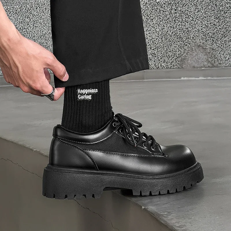 

Men's and Women's Workwear Shoes Plus Size Lace Up Shoes Four Season Thick Sole Anti Slip Comfort Couple's Casual Leather Shoes