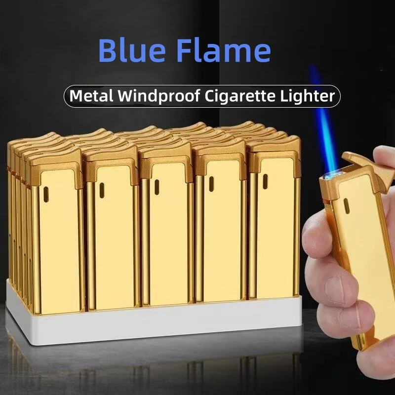 

Newest Blue Fire Cigar Igniter Gold Inflatable Windproof Open Flame Lighter Smoke Metal Cigarette Lighters & Smoking Accessories