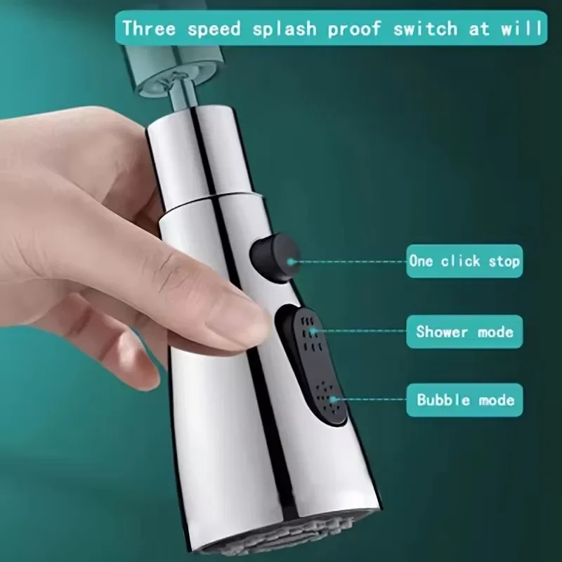 Extensor de grifo de alta presión, 3 modos de ajuste, refuerzo de agua antisalpicaduras, cabezal Universal, burbujeador, accesorios de cocina