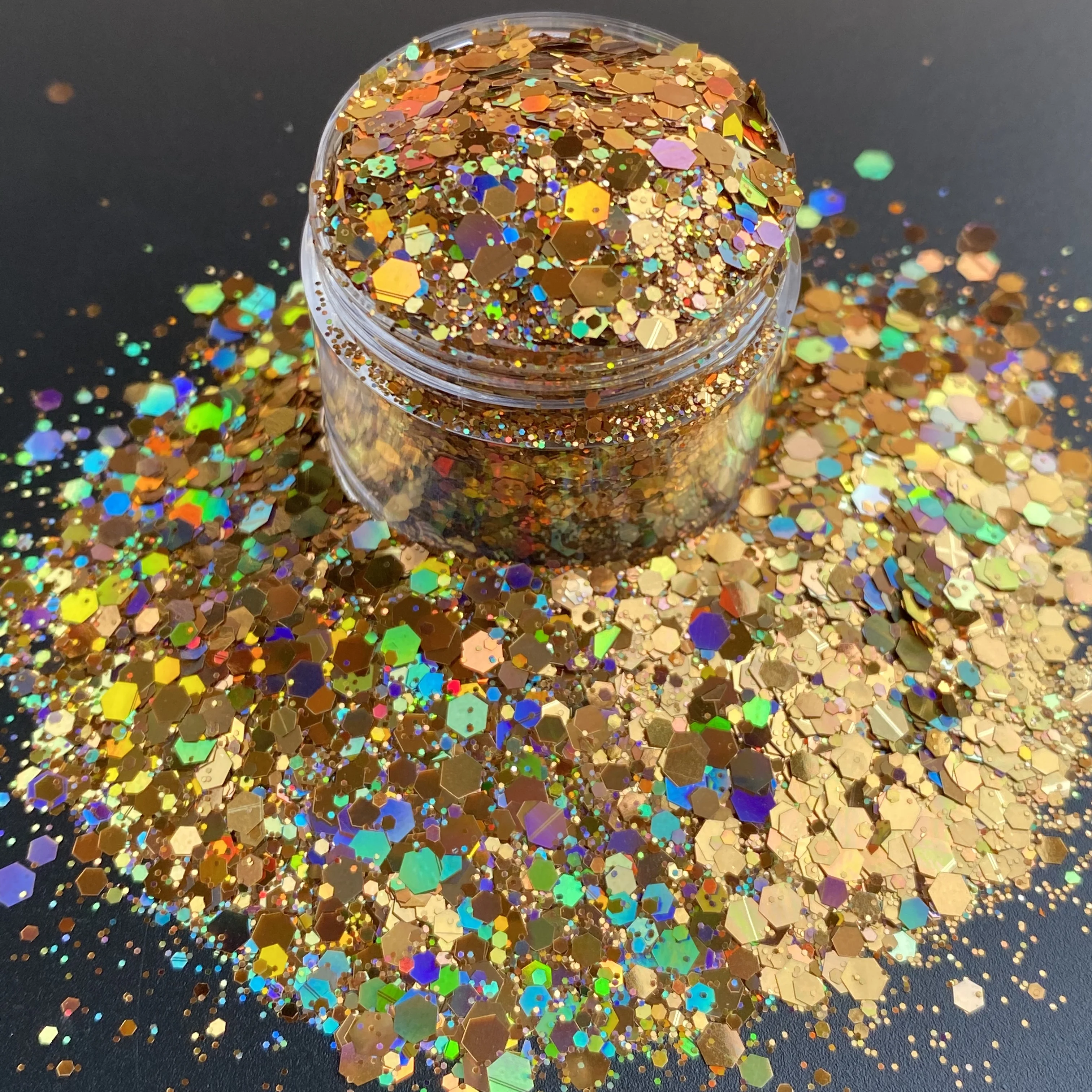 15g/Jar Popular Mixed Glitter Powder Sequins Hexagon Laser Nail Craft Chunky Flakes For Epoxy Resin