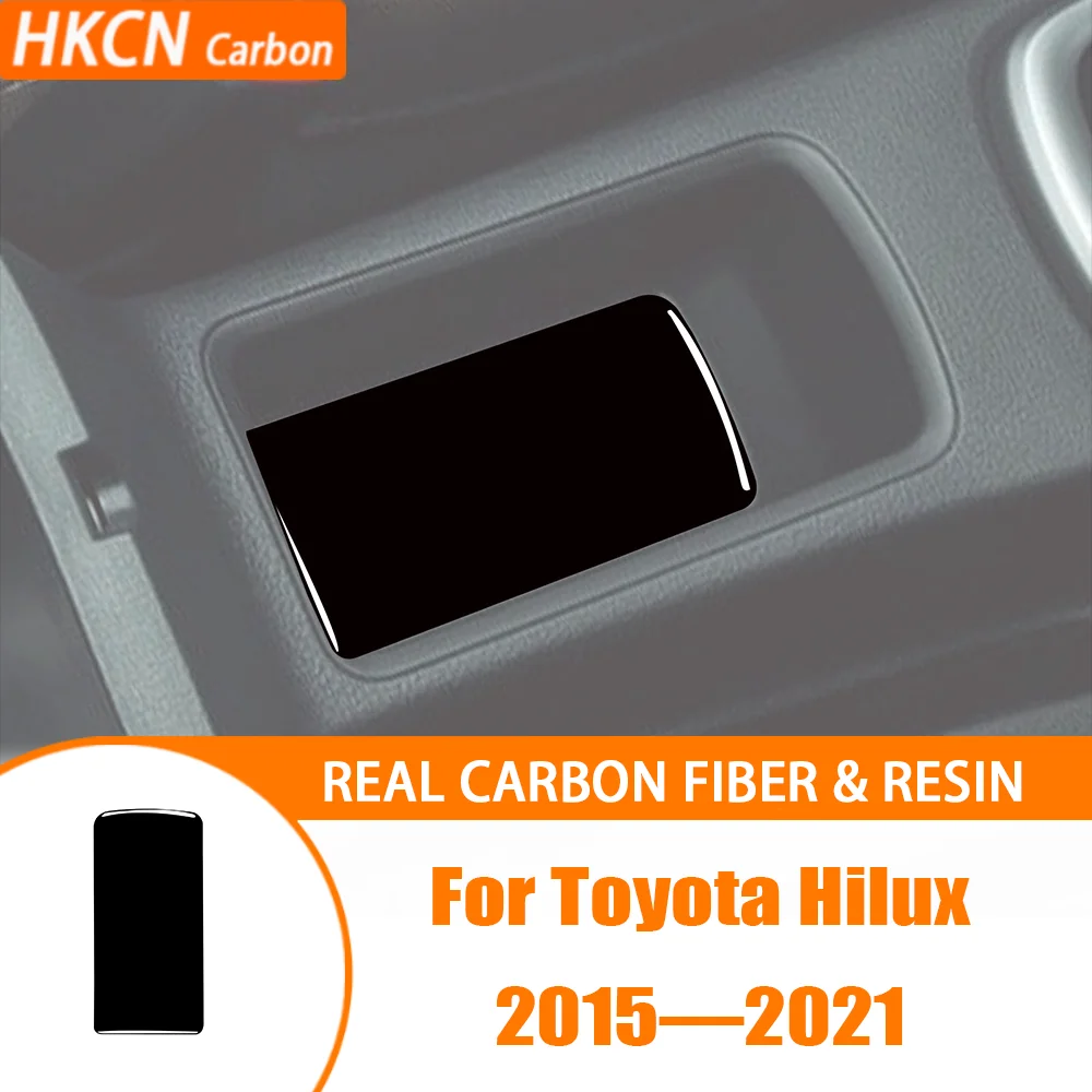 For Toyota Hilux 2015—2021 Real Carbon Fiber Console Gears Shifter Storage Box Panel Car Interior Accessories Trim Sticker - view 2