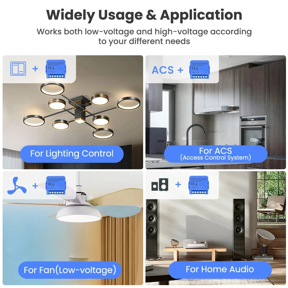 Tuya ZigBee WiFi Smart Switch Module DC 24-32V AC 100-240V Dry Contact Smart Home 5A Breaker Relay Works with Alexa Google Home