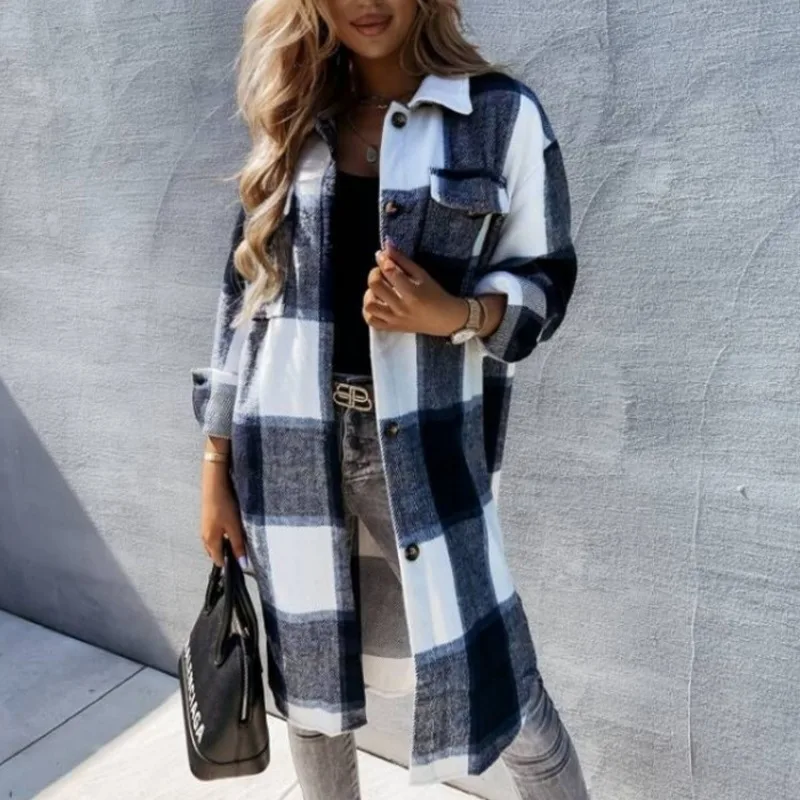 

Fashion Plaid Women Shirt Chic Checked Blouse 2025 Long Sleeve Female Spring Casual Shirts Loose Outwear Tops Girl Blusas Camisa